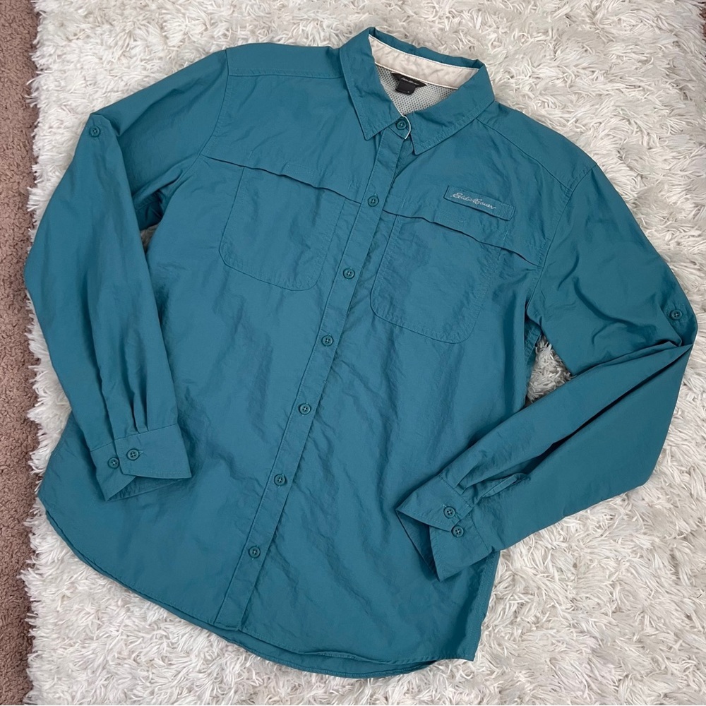 Eddie Bauer Womens Adventurer Pro Teal Field Shirt Size S
